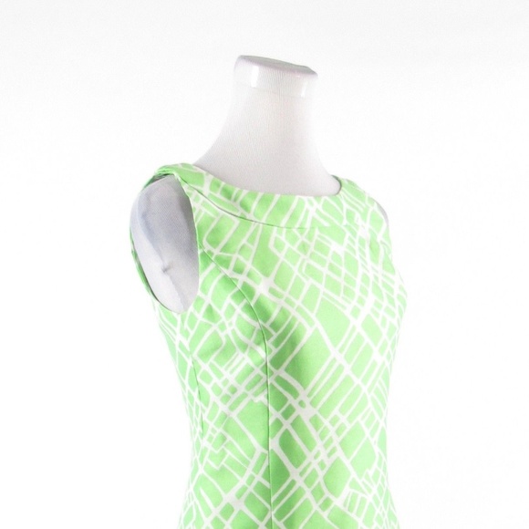 Bright green white  DONCASTER sheath dress 4 - Picture 4 of 8